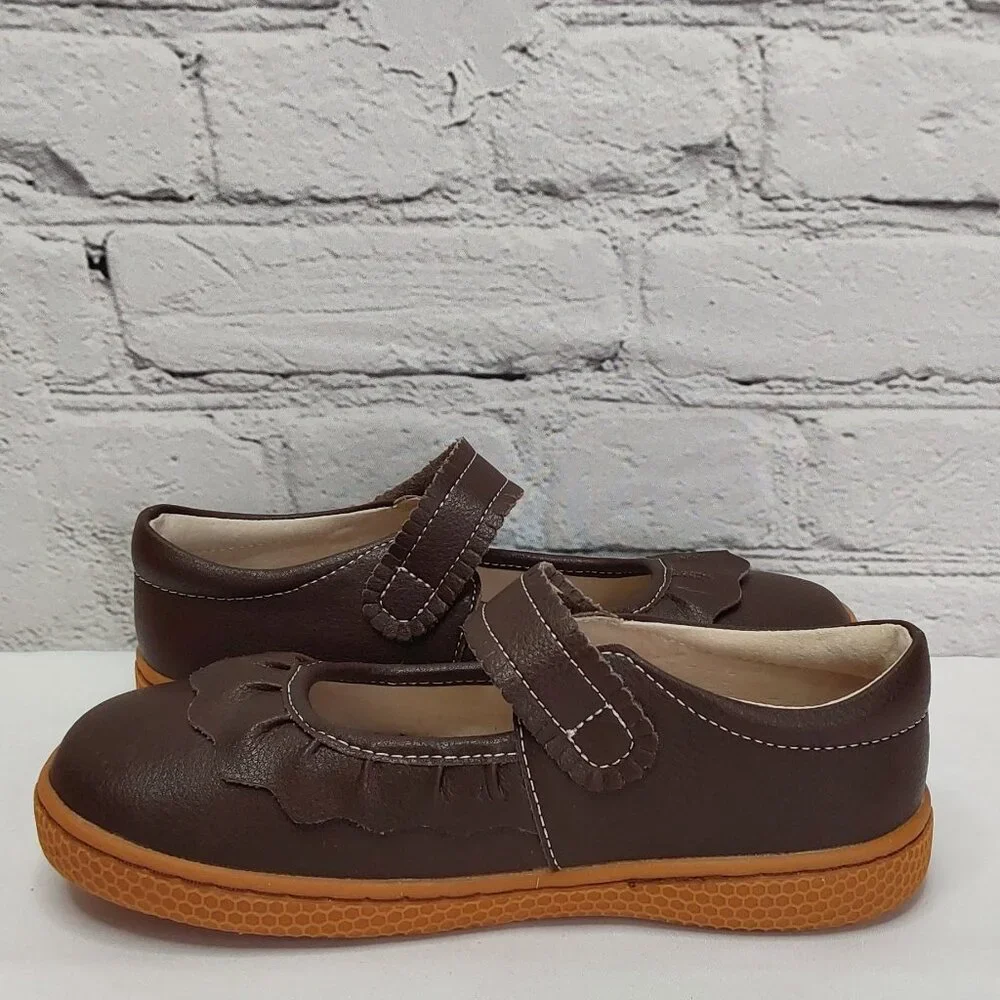 LIVIE & LUCA 'RUCHE CLASSIC' PEBBLED LEATHER MARY-JANE SHOES RICH~MOCHA NEW - Picture 7 of 16